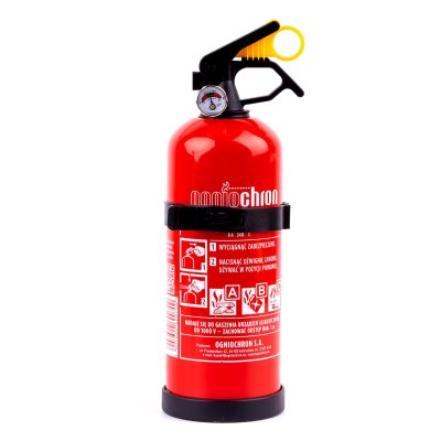 Pulverbrandslukkere ABC med trykmåler og vægmontering, 1 kg