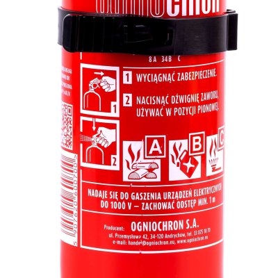 Pulverbrandslukkere ABC med trykmåler og vægmontering, 1 kg