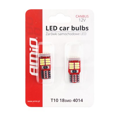LED CANBUS 18SMD 4014 T10e W5W Hvid 12V AMIO-01286