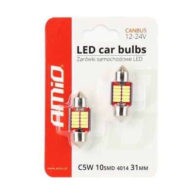 LED CANBUS 4014 10SMD Festoon C5W C10W C3W 31mm Hvid 12V/24V