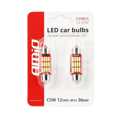 LED CANBUS 4014 12SMD Festoons C5W C10W C3W 36mm Hvid 12V/24V