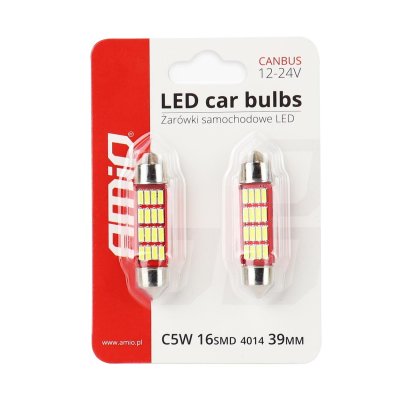 LED CANBUS 4014 16SMD Festoon C5W C10W C3W 39mm Hvid 12V/24V