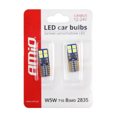 LED CANBUS 8SMD 2835 T10e (W5W) Hvid 12V/24V