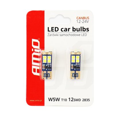 LED CANBUS 12SMD 2835 T10e (W5W) Hvid 12V/24V