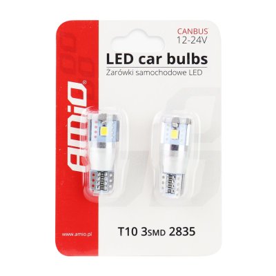 LED CANBUS 3SMD 2835 T10e (W5W) ALU Hvid 12V/24V