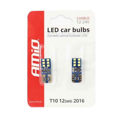 LED CANBUS 12SMD UltraBright 2016 T10e (W5W) Hvid 12V/24V