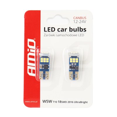 LED CANBUS 18SMD UltraBright 2016 T10e (W5W) Hvid 12V/24V