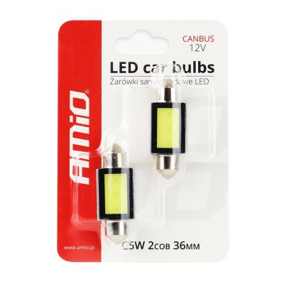 LED CANBUS COB3 Festoon C5W C10W C3W 36mm Hvid 12V