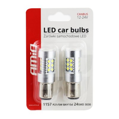 LED CANBUS 3030 24SMD 1157 BAY15D P21/5W Hvid 12V/24V