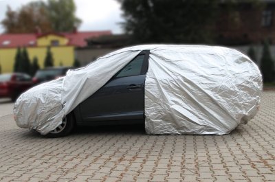 ALUMINIUM BILDAKSE MED ZIP, REFLEKSENDE, 120g + bomuld, Sølv, størrelse: SUV/VAN L