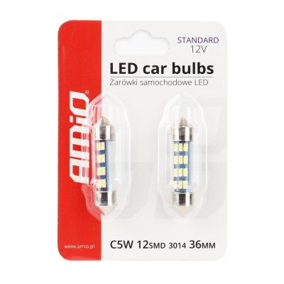 LED STANDARD 3014 12SMD Festoon C5W C10W C3W 36mm Hvid 12V