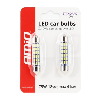 LED STANDARD 3014 18SMD Festoon C5W C10W C3W 41mm Hvid 12V