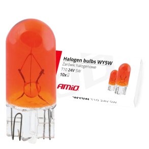 Halogenpærer WY5W T10 5W W2.1x9.5d AMBER 24V 10stk