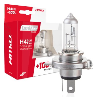 Halogenpærer H4 12V 60/55W LumiTec SILVER +100% DUO
