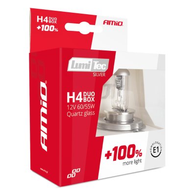 Halogenpærer H4 12V 60/55W LumiTec SILVER +100% DUO