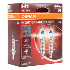 Halogenpære Osram H1 12V 55W P14,5s NIGHT BREAKER UNLIMITED /2 stk/