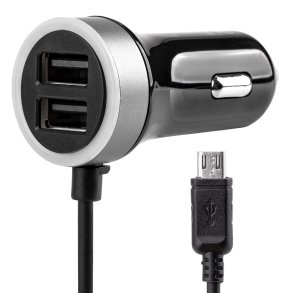 Biloplader PCH PRO-01 microUSB+2xUSB 2.4A 12/24V
