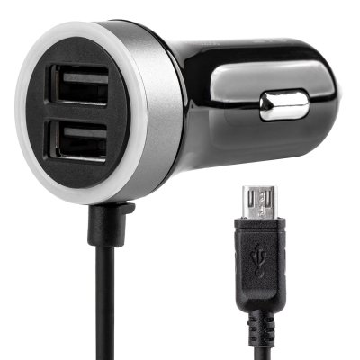 Biloplader PCH PRO-01 microUSB+2xUSB 2.4A 12/24V