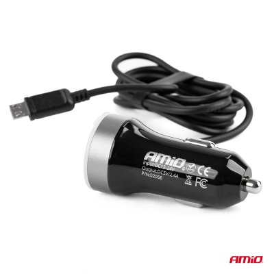 Biloplader PCH PRO-01 microUSB+2xUSB 2.4A 12/24V