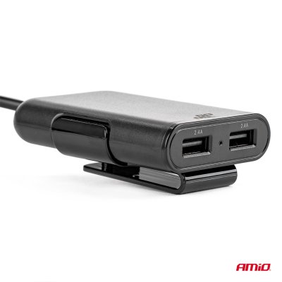 Telefonoplader front-bag med forlængerkabel 4 USB
