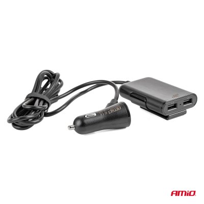 Telefonoplader front-bag med forlængerkabel 4 USB