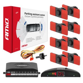 Parkeringsassistent system LED 8 sensor sort indvendig montering 16,5mm