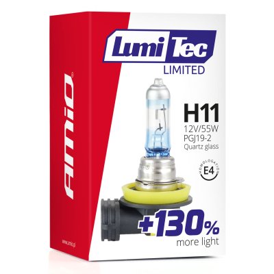 Halogenpære H11 12V 55W LumiTec LIMITED +130%