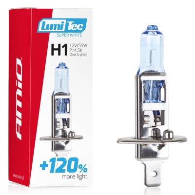 Halogenpære H1 12V 55W LumiTec Super Hvid +120%