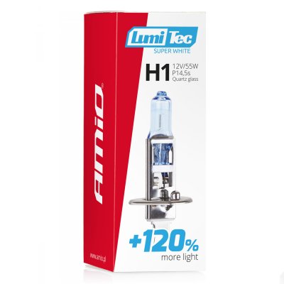 Halogenpære H1 12V 55W LumiTec Super Hvid +120%