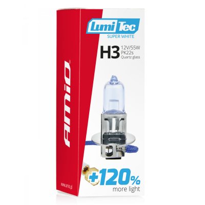Halogenpære H3 12V 55W LumiTec Super Hvid +120%