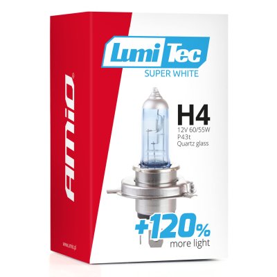 Halogenpære H4 12V 60/55W LumiTec Super Hvid +120%