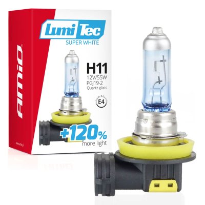 Halogenpære H11 12V 55W LumiTec Super Hvid +120%