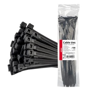 Kabelbindere sorte 4,8x350mm - 100 stk
