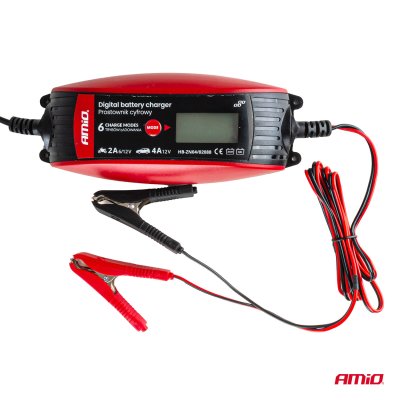 AMiO Batteri digital oplader 6V/12V - 2A/4A - DVL DBC-4A
