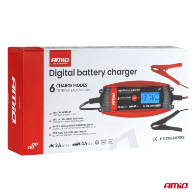 AMiO Batteri digital oplader 6V/12V - 2A/4A - DVL DBC-4A
