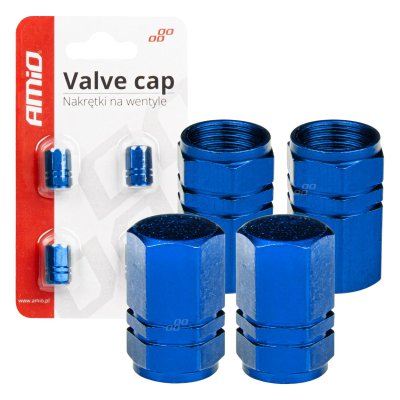 Aluminiumsventilkap blå 4 stk