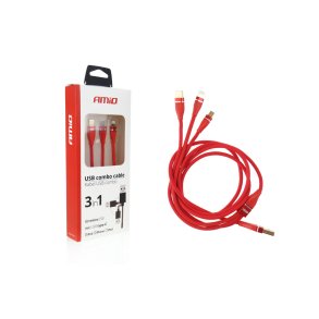 Multi-lader USB 3i1 kabel til Lightning, USB-C, micro USB 1.2m 3.1A AMiO UC-7