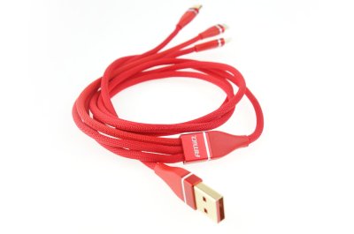 Multi-lader USB 3i1 kabel til Lightning, USB-C, micro USB 1.2m 3.1A AMiO UC-7
