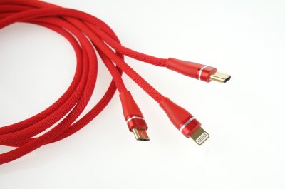 Multi-lader USB 3i1 kabel til Lightning, USB-C, micro USB 1.2m 3.1A AMiO UC-7