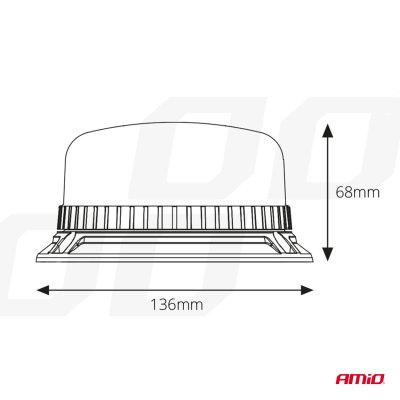 LED Advarselslampe 36 LED bolte R65 R10 12V 24V W03b AMIO-02296