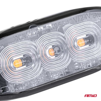 Slim Amber Grill-Monteret Blitzlys 3x3W LED R65 R10 12/24V IP67