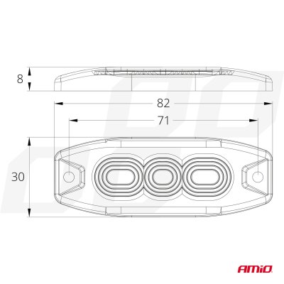 Slim Amber Grill-Monteret Blitzlys 3x3W LED R65 R10 12/24V IP67