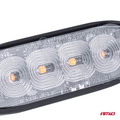 LED Advarselslampe 4 LED R65 R10 12-24V AMIO-02298