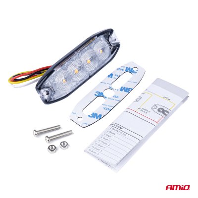 LED Advarselslampe 4 LED R65 R10 12-24V AMIO-02298