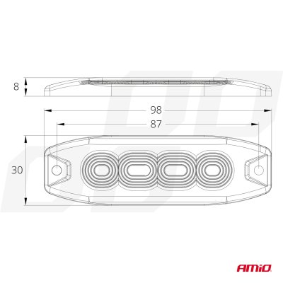 LED Advarselslampe 4 LED R65 R10 12-24V AMIO-02298