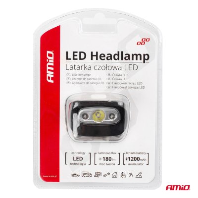 Hovedlampe LED 3W 1200mA genopladelig 180Flux IPX4