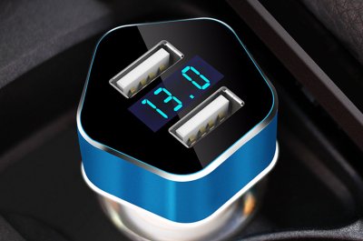 Telefonoplader med spændingsmåler 2xUSB PCH PRO-05