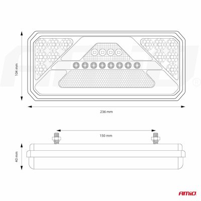 Bagkominations LED-lampe AMiO RCL-02-L dynamisk, venstre