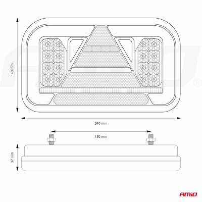 Bagkombinations LED-lampe AMiO RCL-03-R dynamisk, højre