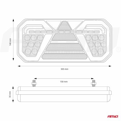 Bagkombinations LED-lampe AMiO RCL-04-L dynamisk, venstre